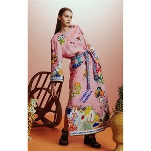 Alemais La Charrasca Midi Dress  / US 12 /14 Pit To Pit 20.5 Sleeve Pink No Belt